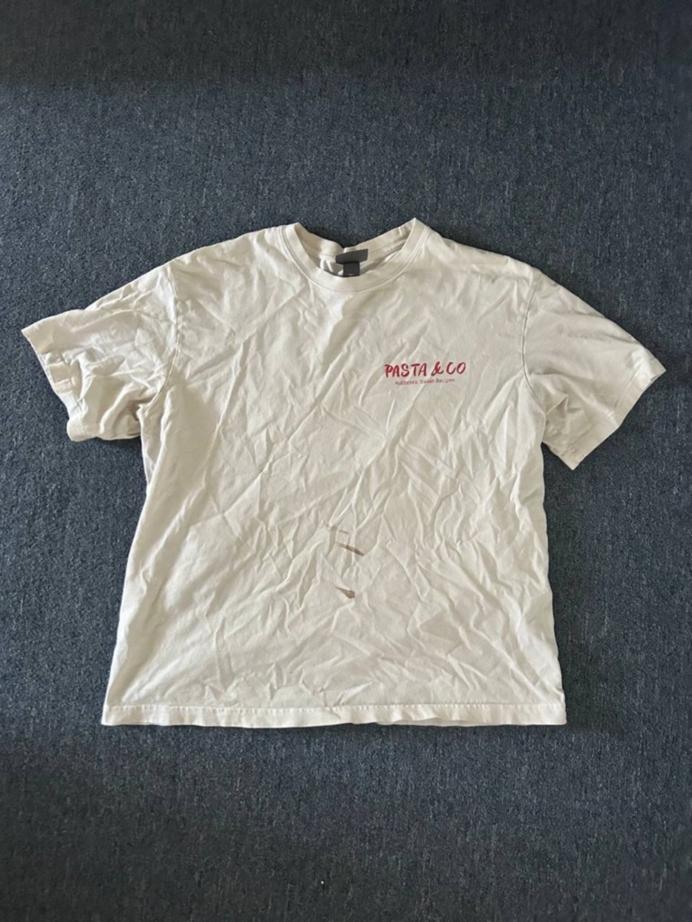 H&M White Pasta & Co Short Sleeve Tee